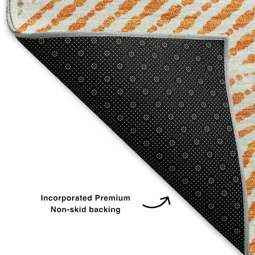 Premium Machine Washable Mayfield  Orange 10' x 14' Rug. Picture 2