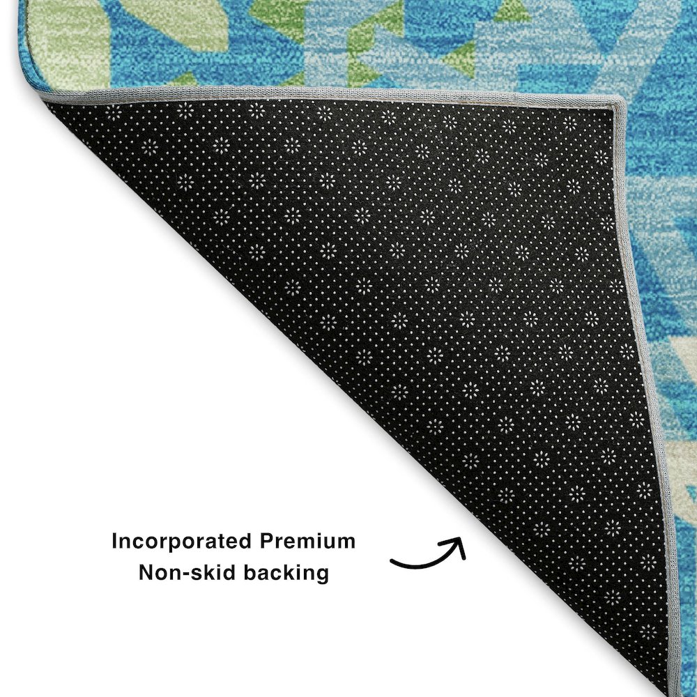 Premium Machine Washable Mayfield  Blue 10' x 14' Rug. Picture 2