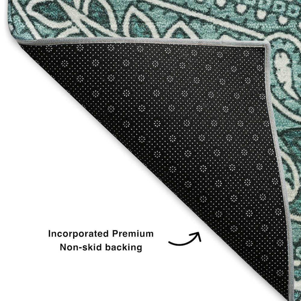 Premium Machine Washable Mayfield  Teal 10' x 14' Rug. Picture 2