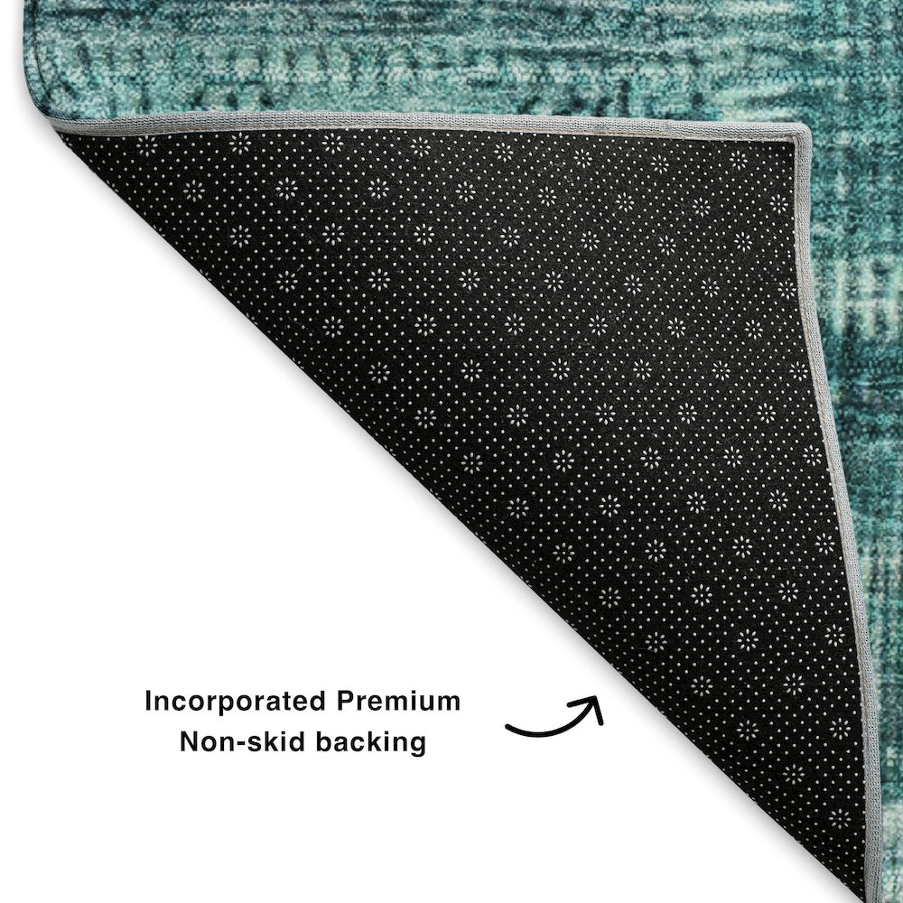 Premium Machine Washable Mayfield  Teal 10' x 14' Rug. Picture 2
