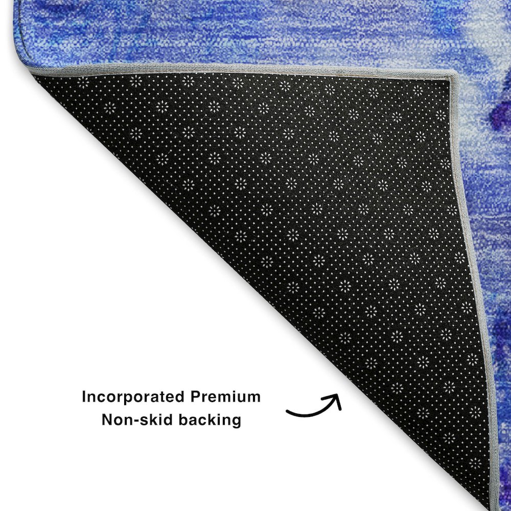 Premium Machine Washable Mayfield  Blue 10' x 14' Rug. Picture 2