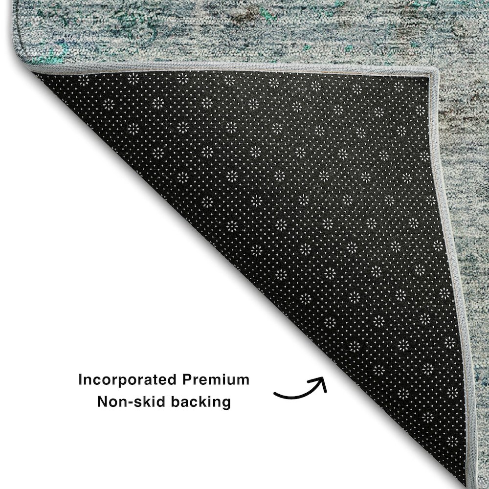 Premium Machine Washable Mayfield AMF675 Teal 10' x 14' Rug. Picture 2