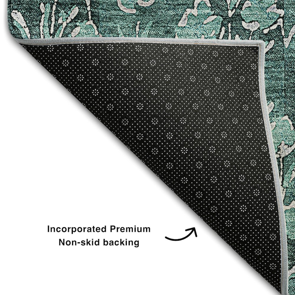 Premium Machine Washable Mayfield AMF692 Teal 10' x 14' Rug. Picture 2