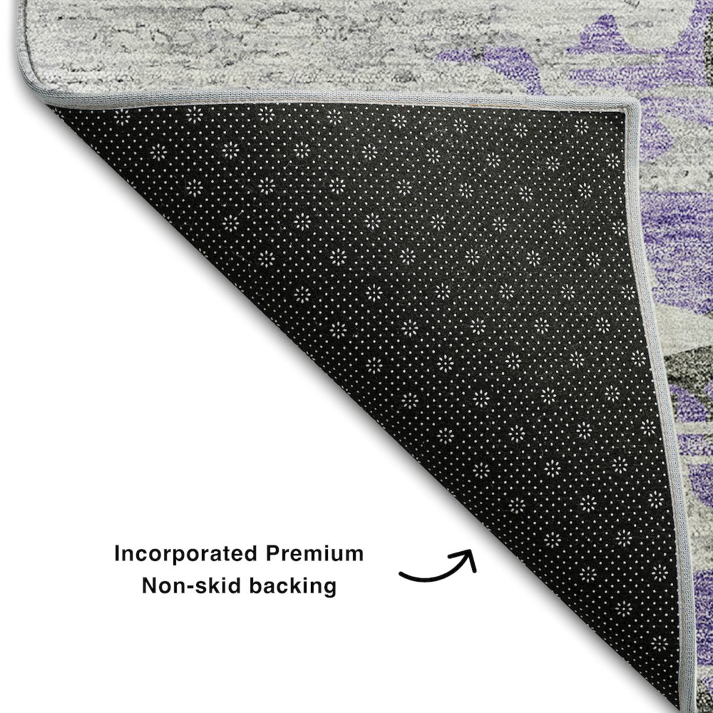 Premium Machine Washable Mayfield AMF704 Purple 10' x 14' Rug. Picture 2