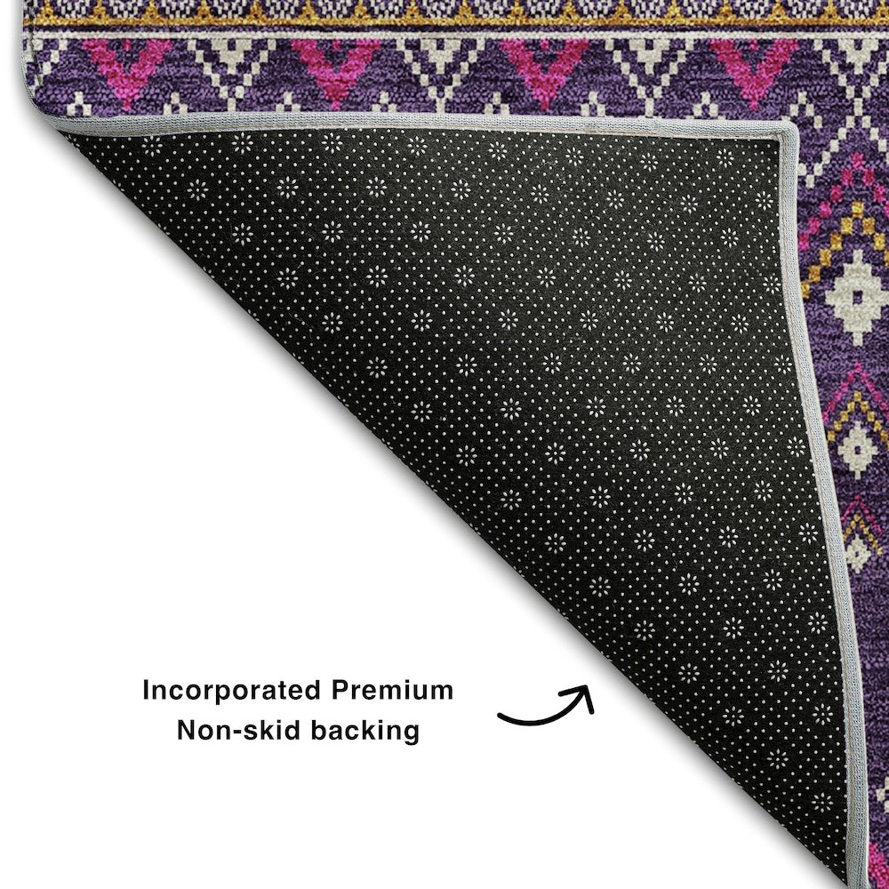 Premium Machine Washable Mayfield AMF708 Purple 10' x 14' Rug. Picture 2