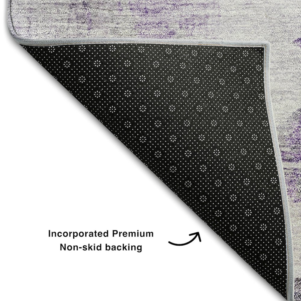 Premium Machine Washable Mayfield AMF710 Purple 10' x 14' Rug. Picture 2