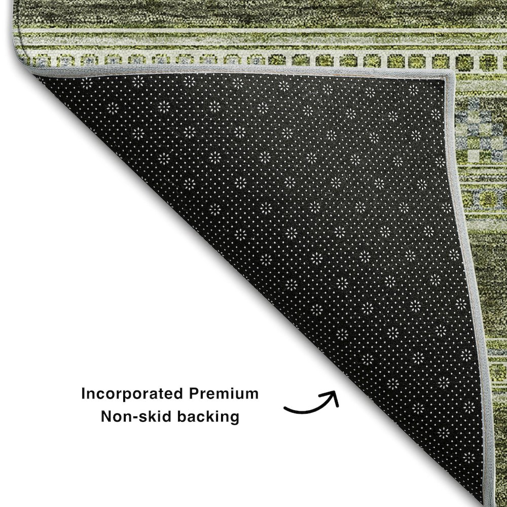 Premium Machine Washable Mayfield AMF714 Olive 10' x 14' Rug. Picture 2