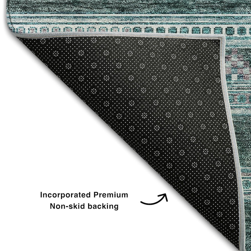 Premium Machine Washable Mayfield AMF714 Teal 10' x 14' Rug. Picture 2