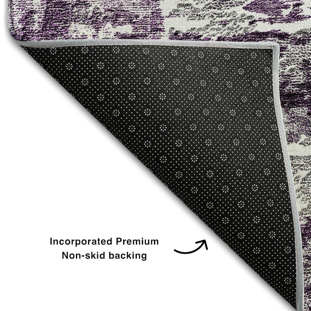 Premium Machine Washable Mayfield AMF718 Eggplant 10' x 14' Rug. Picture 2