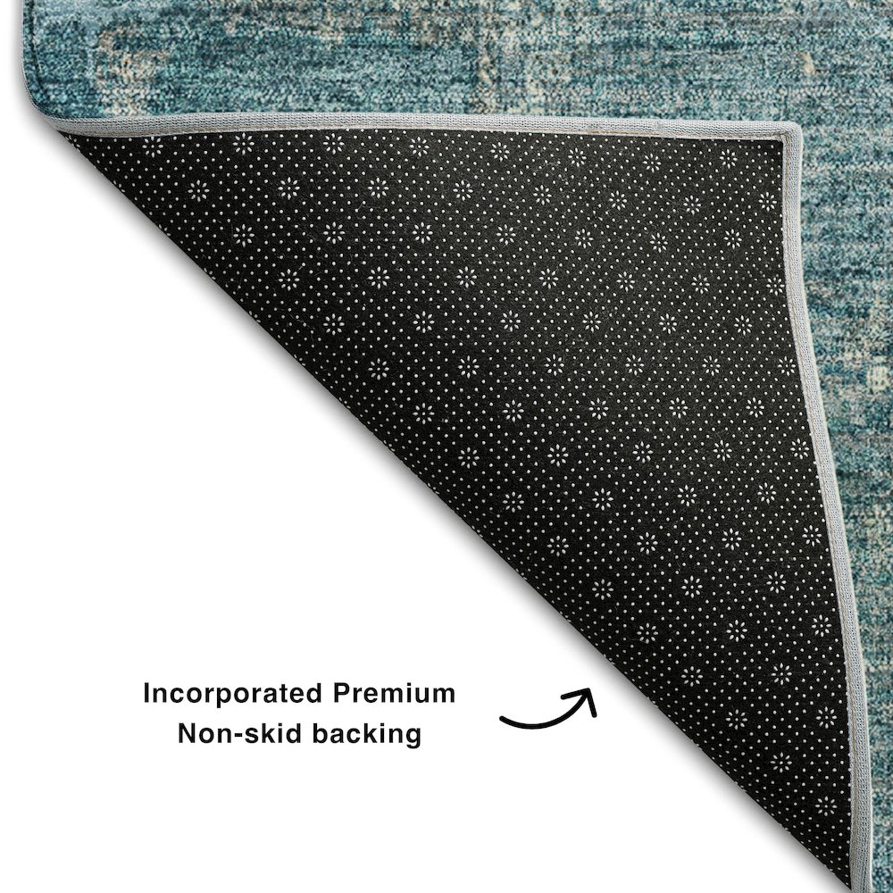 Premium Machine Washable Mayfield AMF989 Teal 10' x 14' Rug. Picture 2