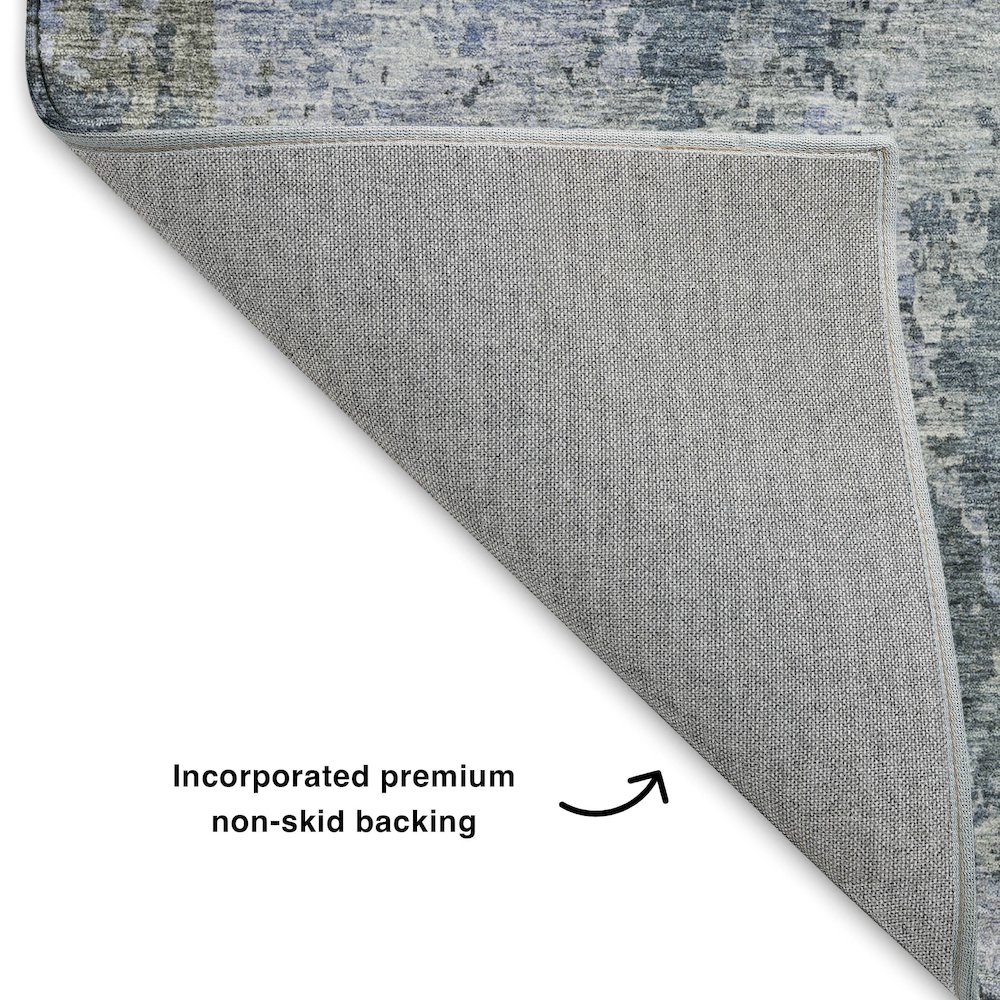 Luxury Washable Indoor/Outdoor Bresca Blue 10' x 14' Rug. Picture 4
