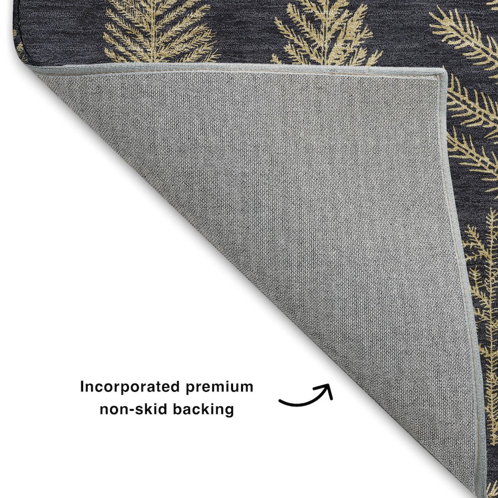 Luxury Washable Indoor/Outdoor Merry & Bright Black 10' x 14' Rug. Picture 4