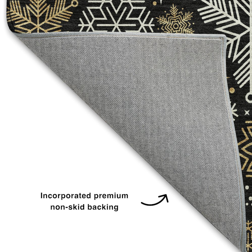 Luxury Washable Indoor/Outdoor Merry & Bright Black 10' x 14' Rug. Picture 4