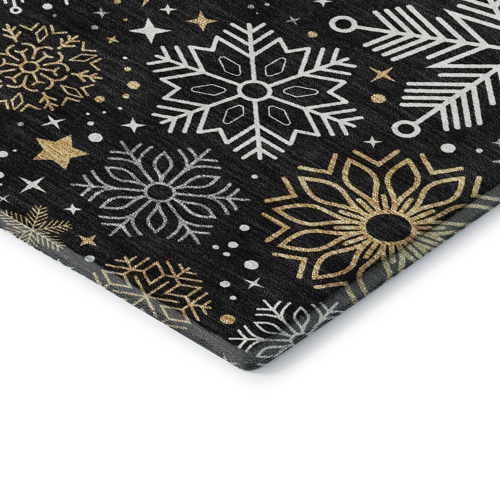 Luxury Washable Indoor/Outdoor Merry & Bright Black 10' x 14' Rug. Picture 2