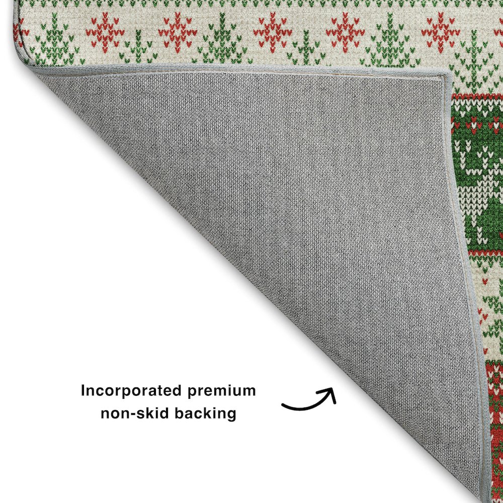 Luxury Washable Indoor/Outdoor Merry & Bright Red 10' x 14' Rug. Picture 4