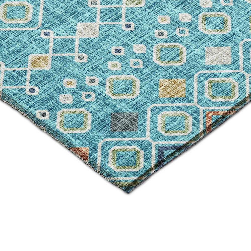 Luxury Washable Indoor/Outdoor Portico Teal 10' x 14' Rug. Picture 2