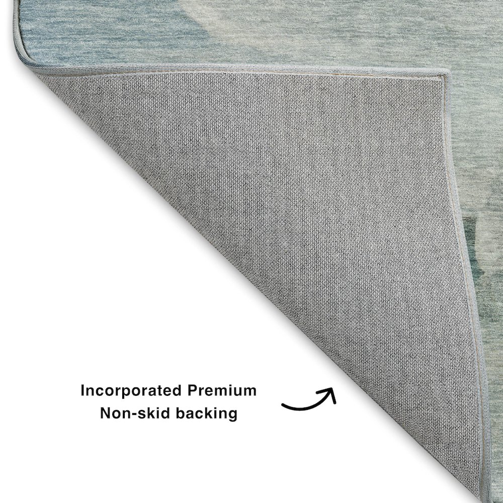 Luxury Washable Indoor/Outdoor Ravenna Teal 10' x 14' Rug. Picture 4