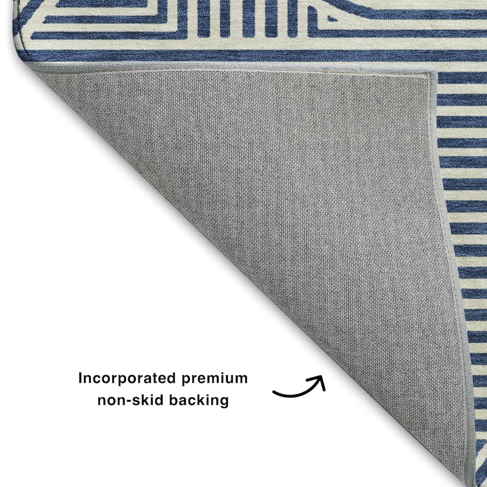 Luxury Washable Indoor/Outdoor The Reserve Navy 10' x 14' Rug. Picture 4