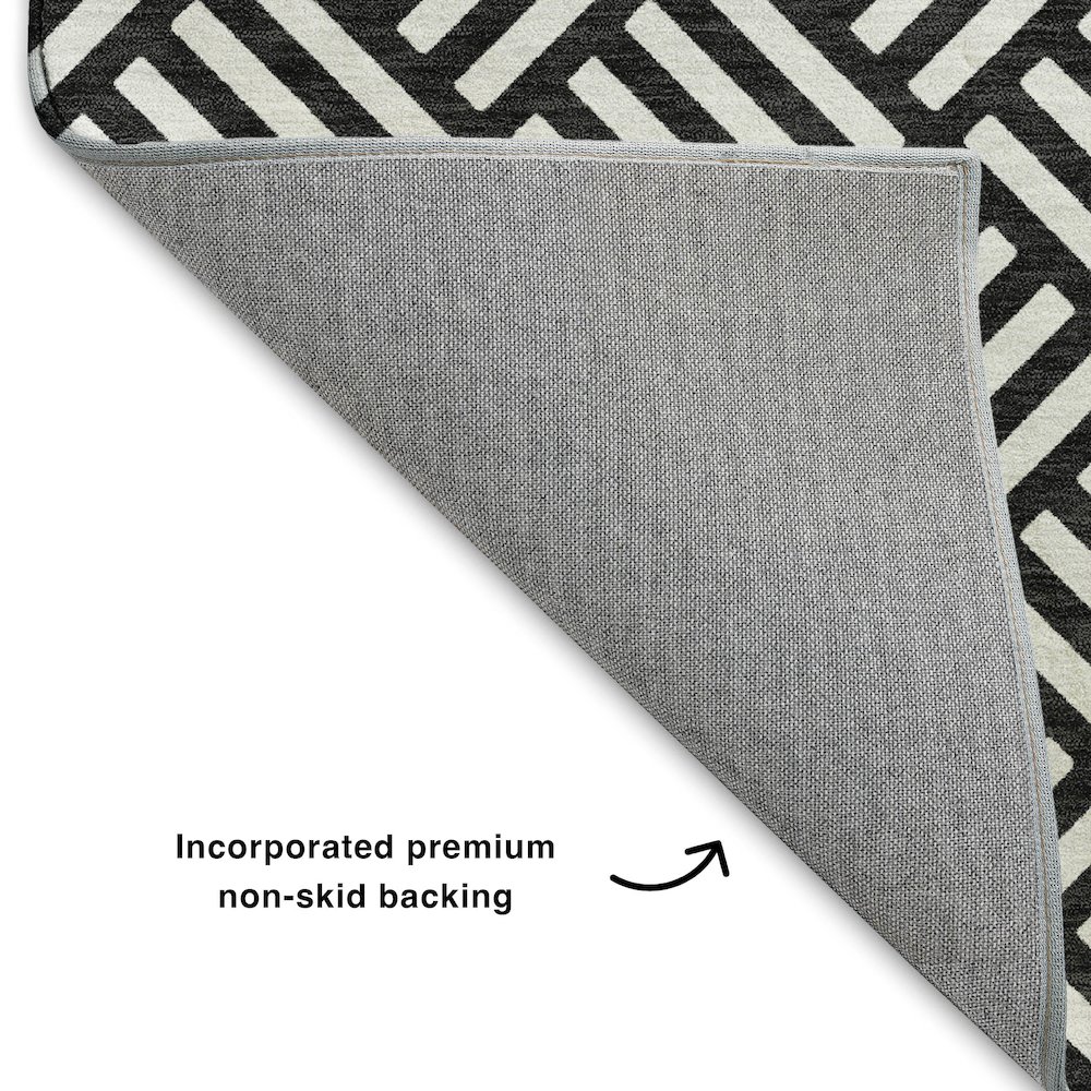 Luxury Washable Indoor/Outdoor The Reserve Black 10' x 14' Rug. Picture 4