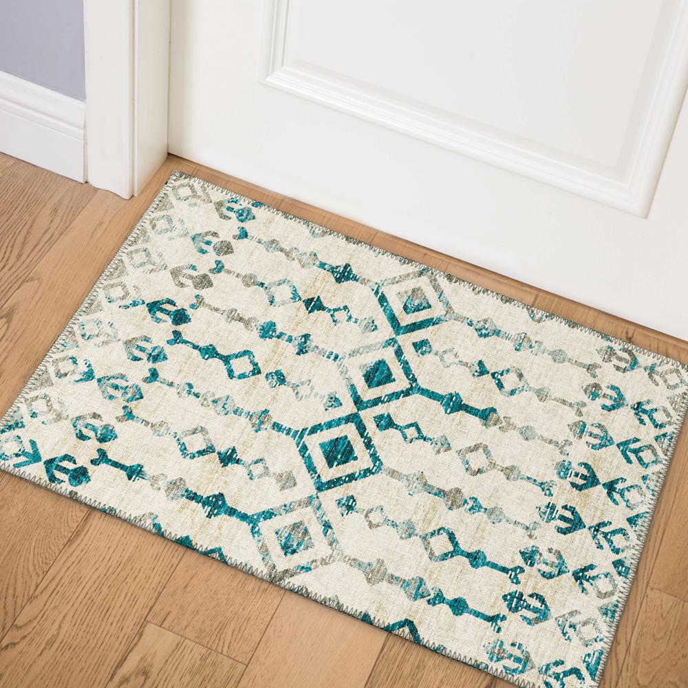 Bravado Ivory Transitional Aztec/Incan 1'8" x 2'6" Accent Rug Ivory ABV38. Picture 1
