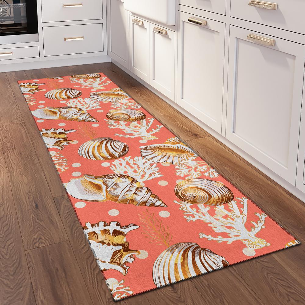 Indoor/Outdoor Surfside ASR36 Peach Washable 2'3" x 7'6" Runner Rug. Picture 2
