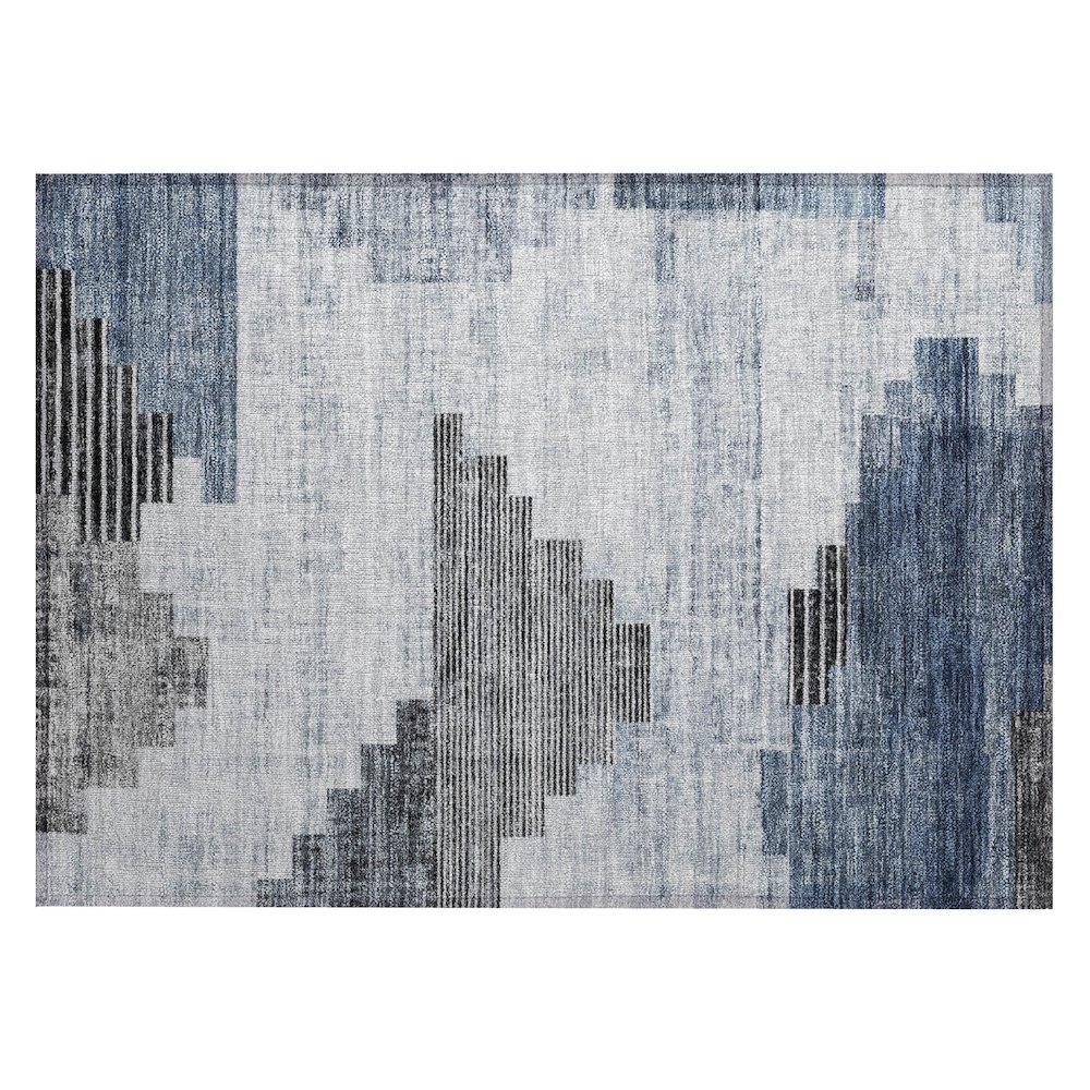 Machine Washable Indoor/Outdoor Chantille Blue 1'8" x 2'6" Rug. Picture 1