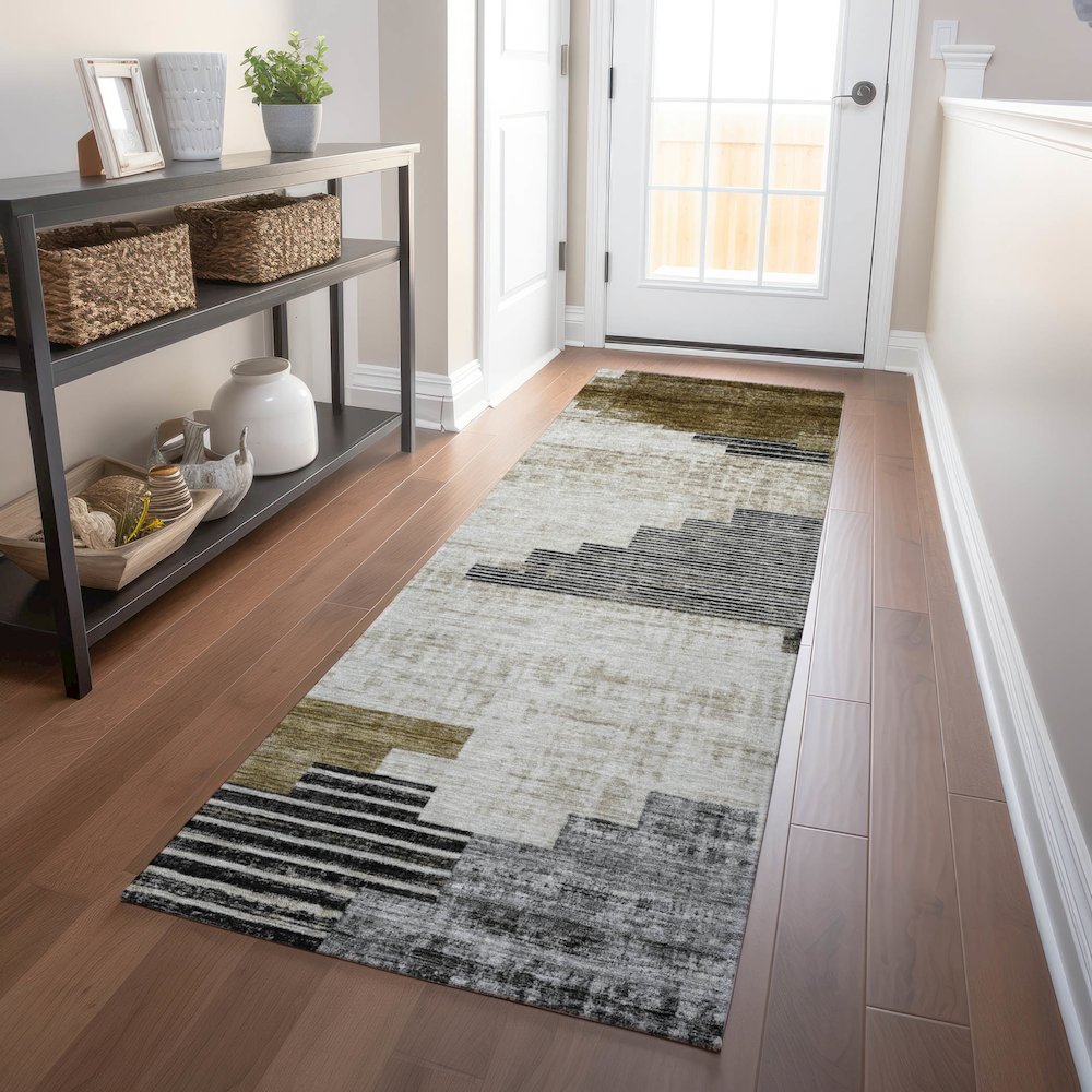 Machine Washable Indoor/Outdoor Chantille Brown 2'3" x 7'6" Runner Rug. Picture 5