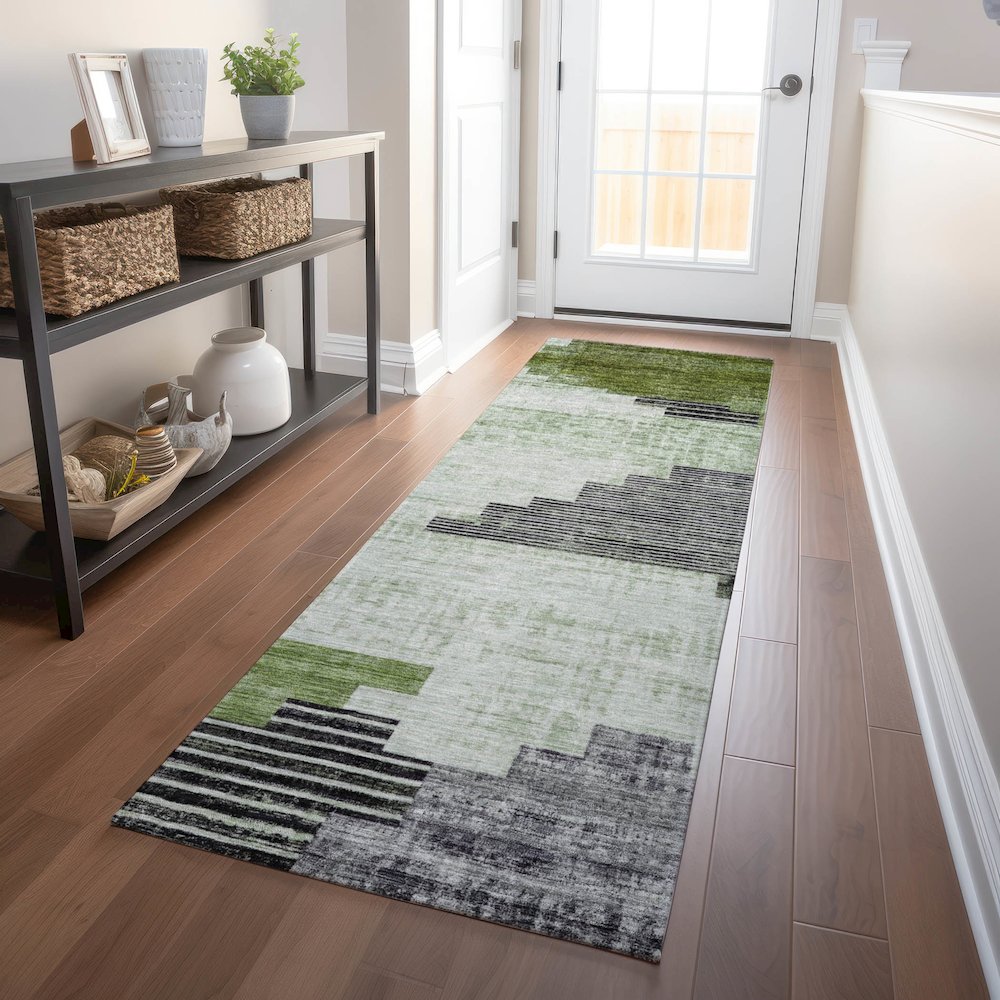 Machine Washable Indoor/Outdoor Chantille Fern 2'3" x 7'6" Runner Rug. Picture 5