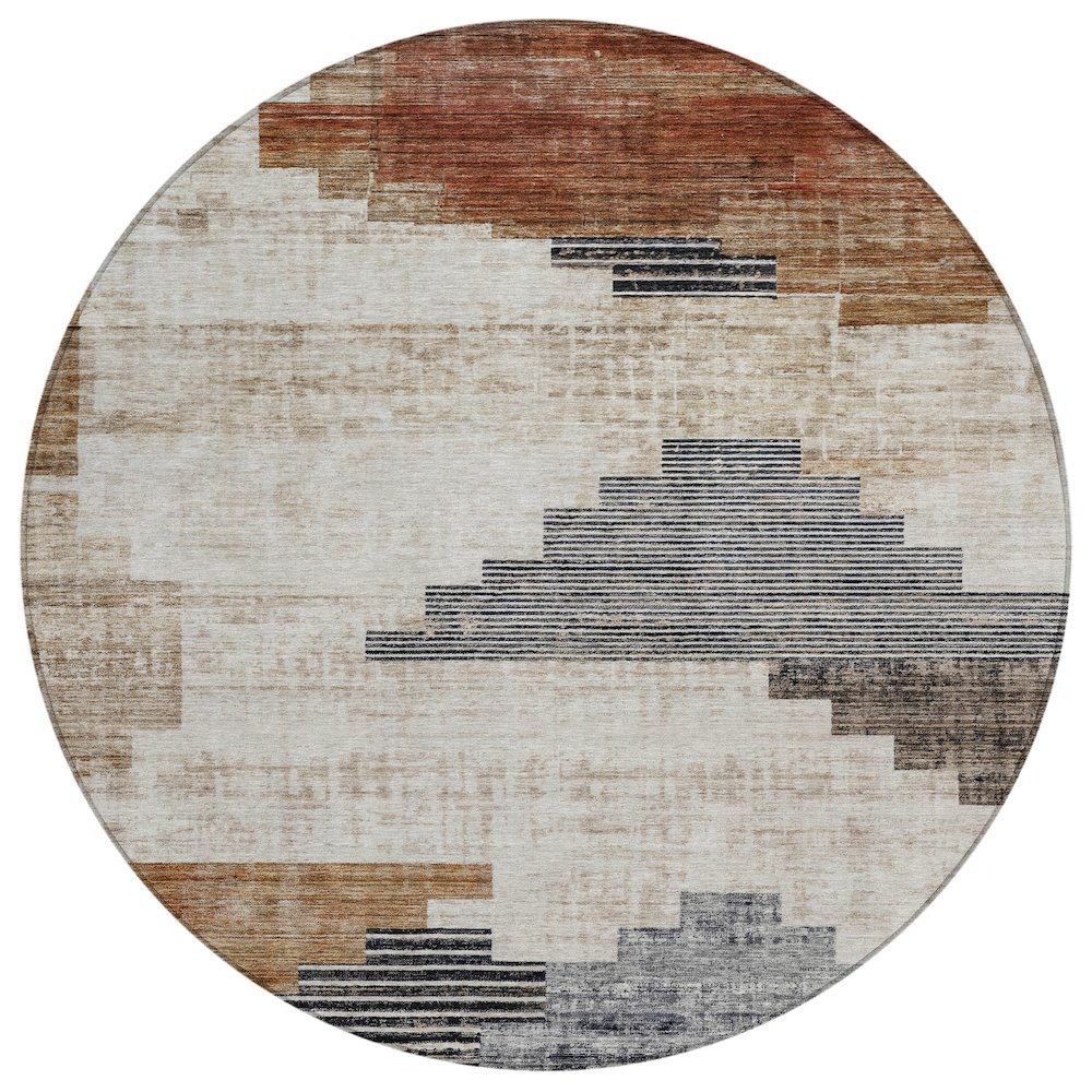 Machine Washable Indoor/Outdoor Chantille Paprika 8' x 8' Round Rug. Picture 1