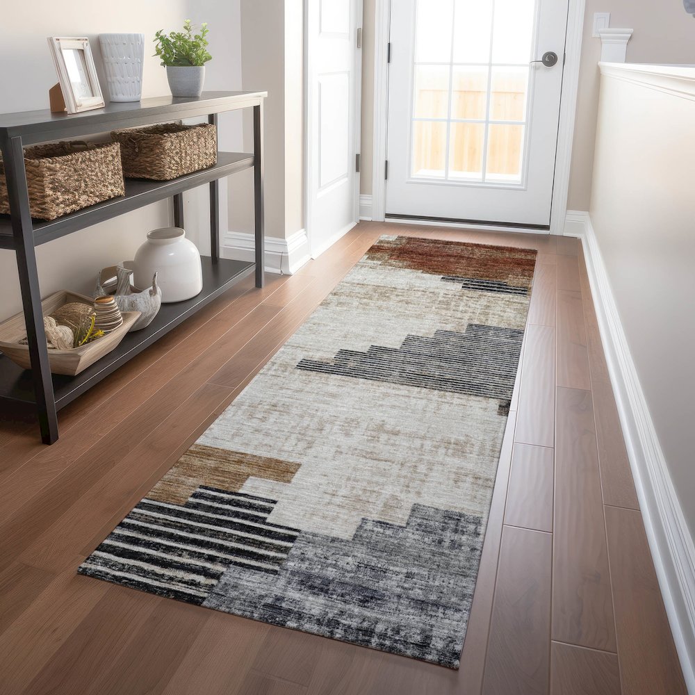 Machine Washable Indoor/Outdoor Chantille Paprika 2'3" x 7'6" Runner Rug. Picture 5