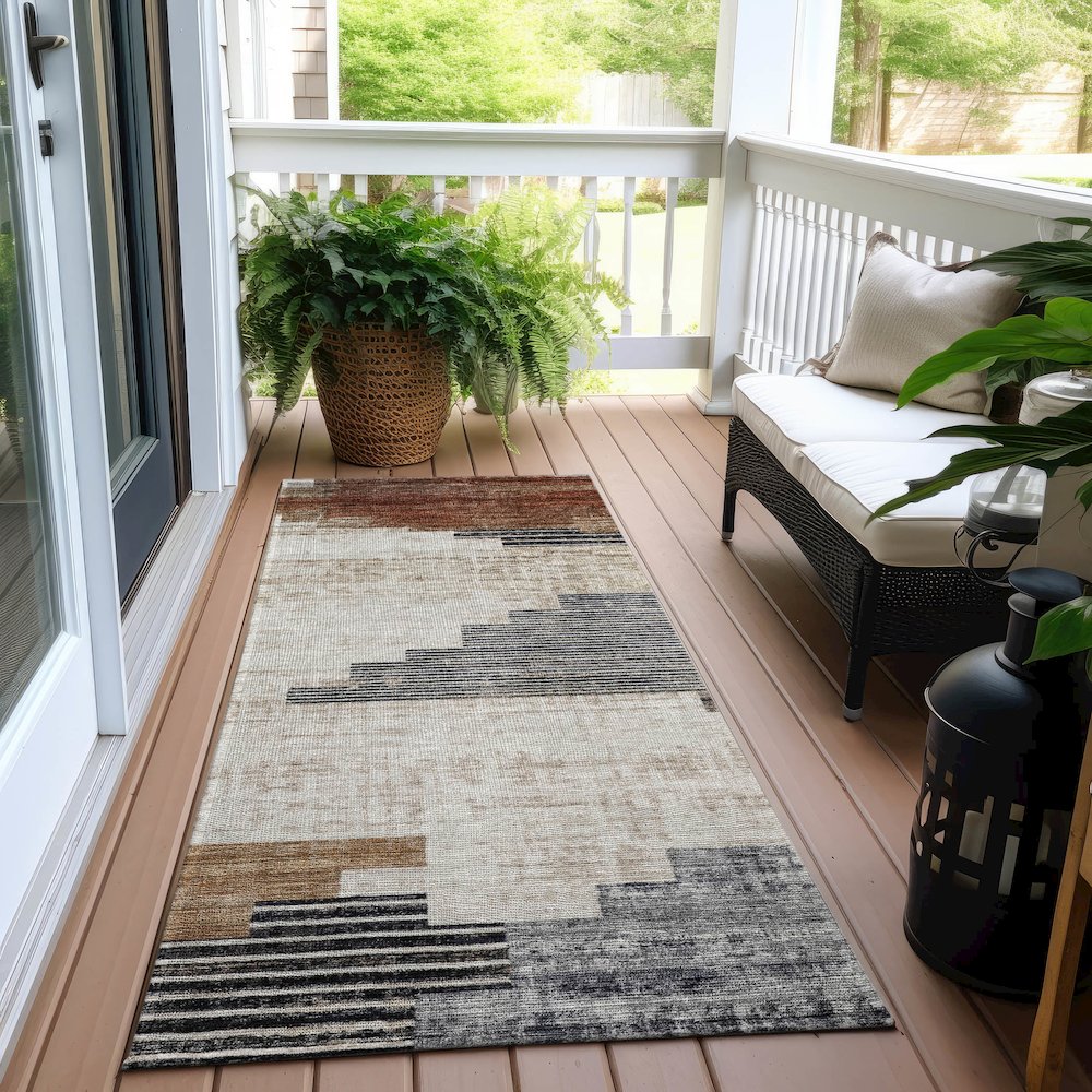 Machine Washable Indoor/Outdoor Chantille Paprika 2'3" x 7'6" Runner Rug. Picture 6