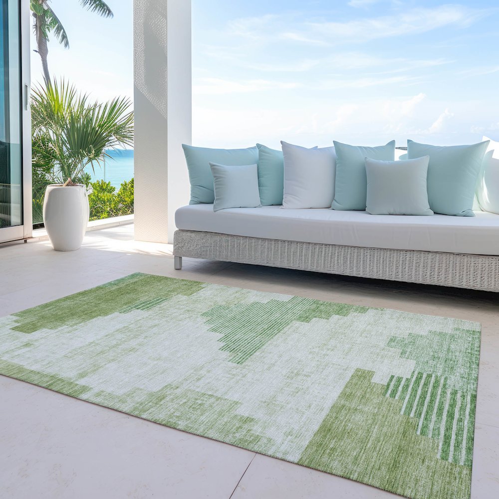 Machine Washable Indoor/Outdoor Chantille Sage 2'6" x 3'10" Rug. Picture 7