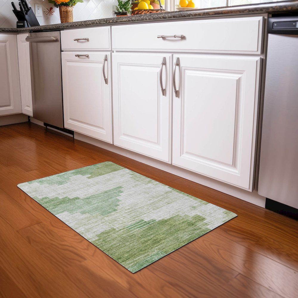 Machine Washable Indoor/Outdoor Chantille Sage 1'8" x 2'6" Rug. Picture 5