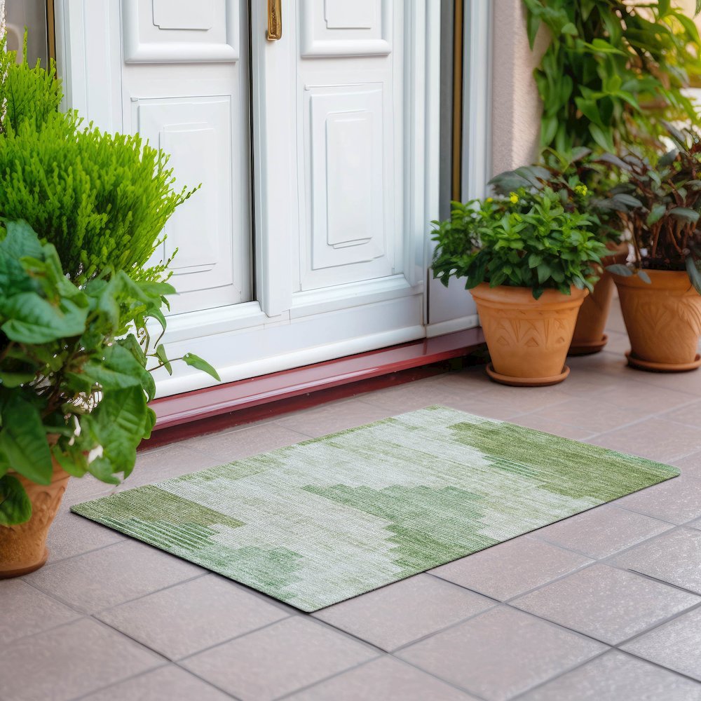 Machine Washable Indoor/Outdoor Chantille Sage 1'8" x 2'6" Rug. Picture 6