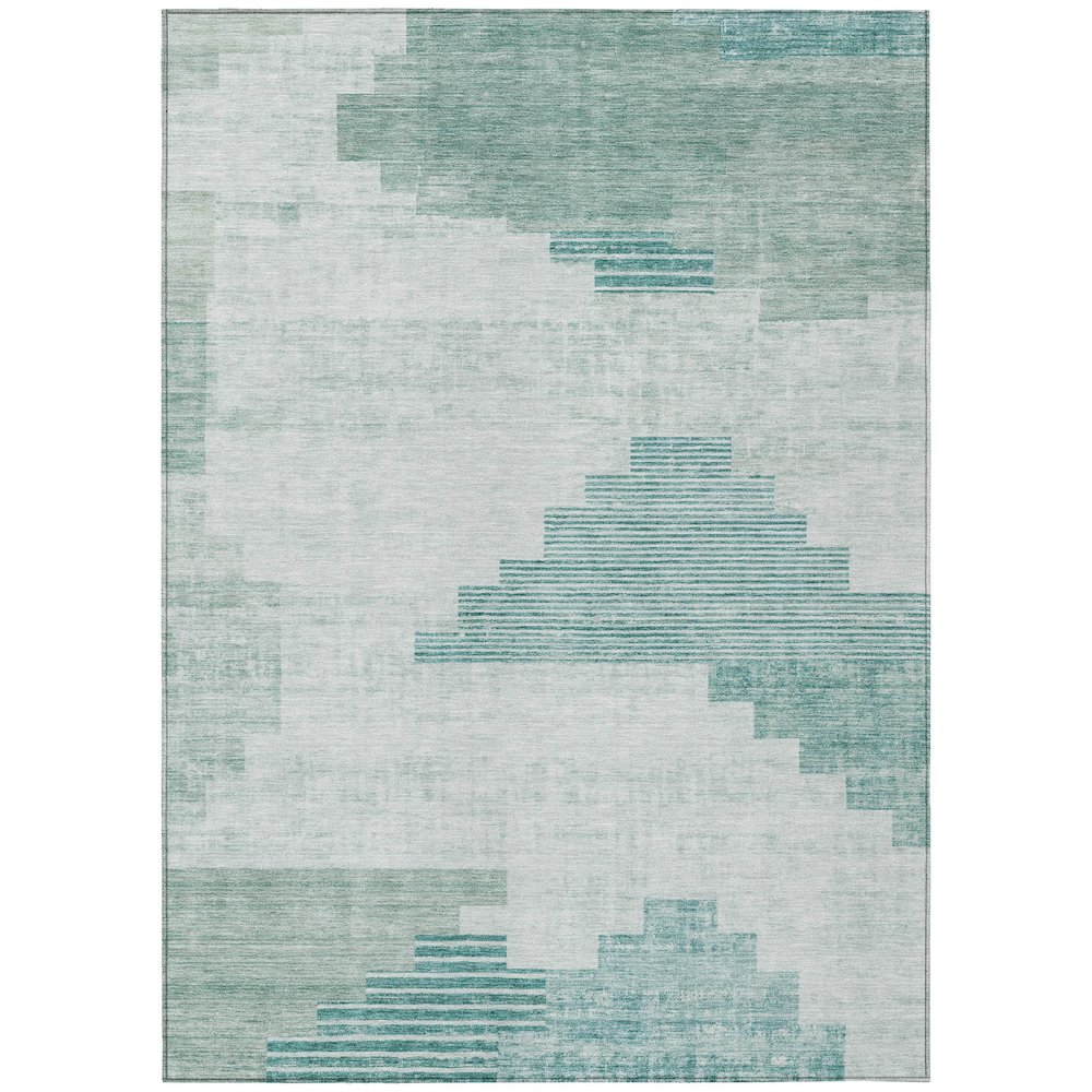 Machine Washable Indoor/Outdoor Chantille Teal 2'6" x 3'10" Rug. Picture 1