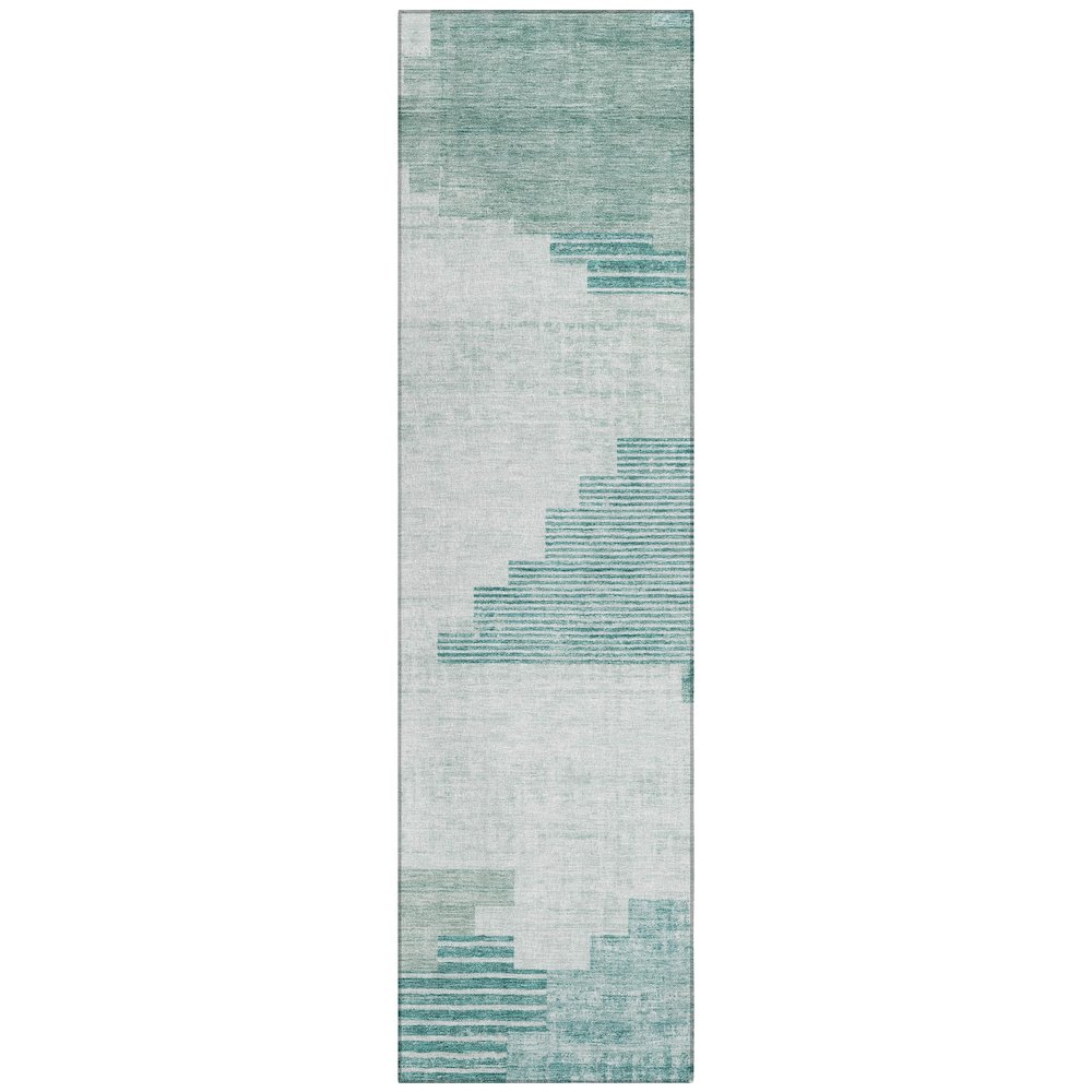 Machine Washable Indoor/Outdoor Chantille Teal 2'3" x 7'6" Runner Rug. Picture 1
