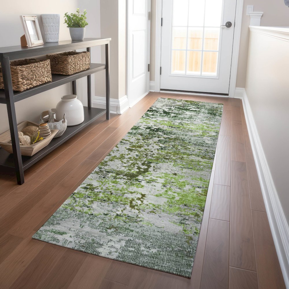 Machine Washable Indoor/Outdoor Chantille Aloe 2'3" x 7'6" Runner Rug. Picture 5