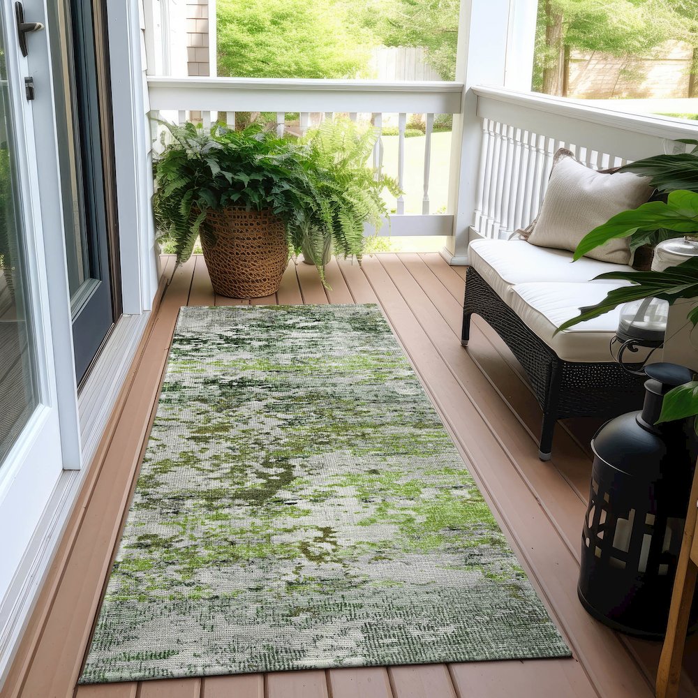 Machine Washable Indoor/Outdoor Chantille Aloe 2'3" x 7'6" Runner Rug. Picture 6