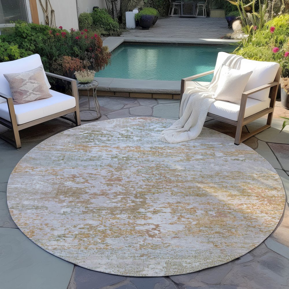 Machine Washable Indoor/Outdoor Chantille Coral 8' x 8' Round Rug. Picture 6