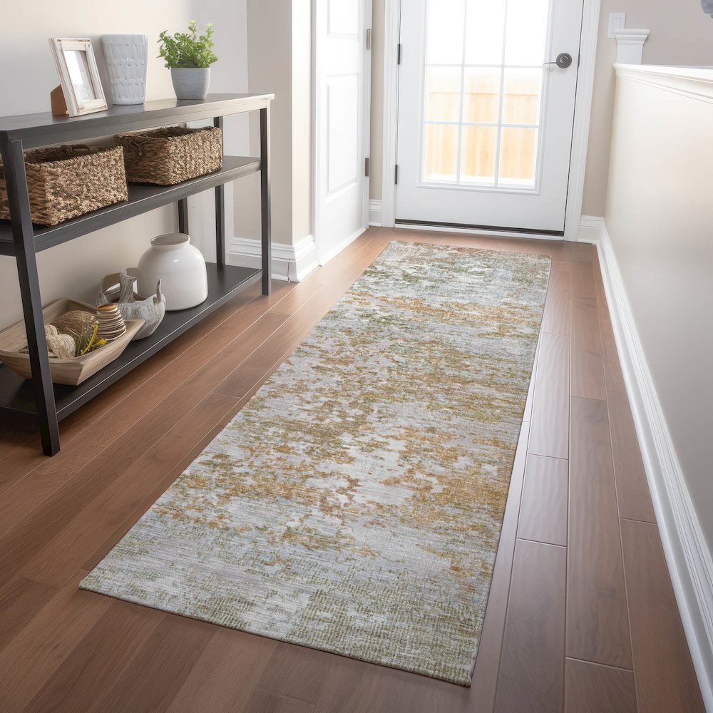 Machine Washable Indoor/Outdoor Chantille Coral 2'3" x 7'6" Runner Rug. Picture 5