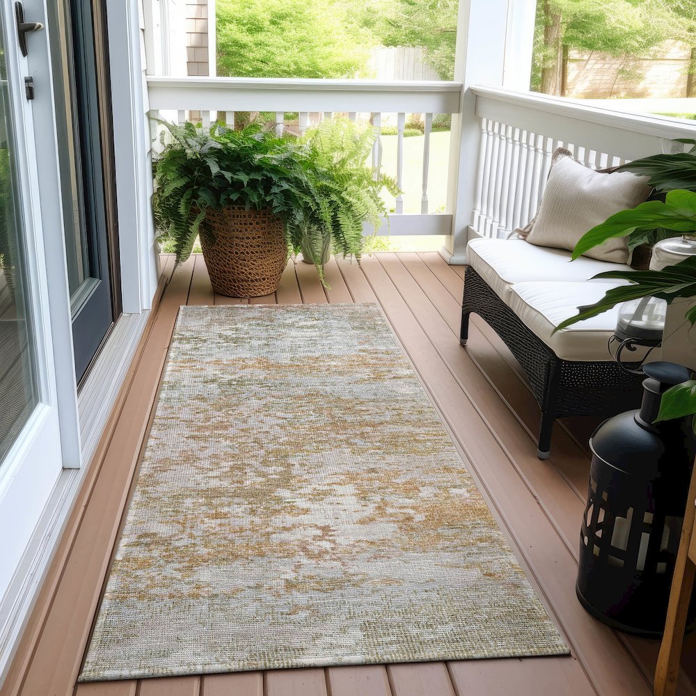 Machine Washable Indoor/Outdoor Chantille Coral 2'3" x 7'6" Runner Rug. Picture 6