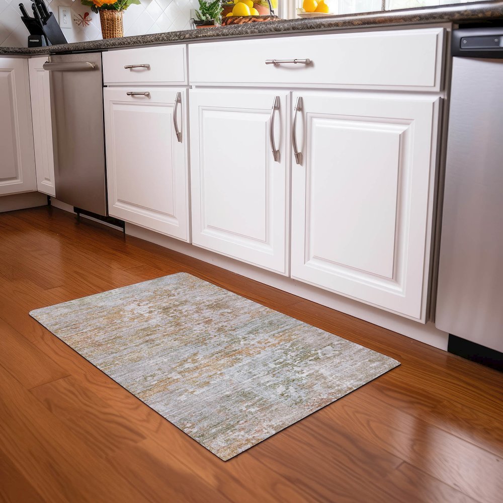 Machine Washable Indoor/Outdoor Chantille Coral 1'8" x 2'6" Rug. Picture 5