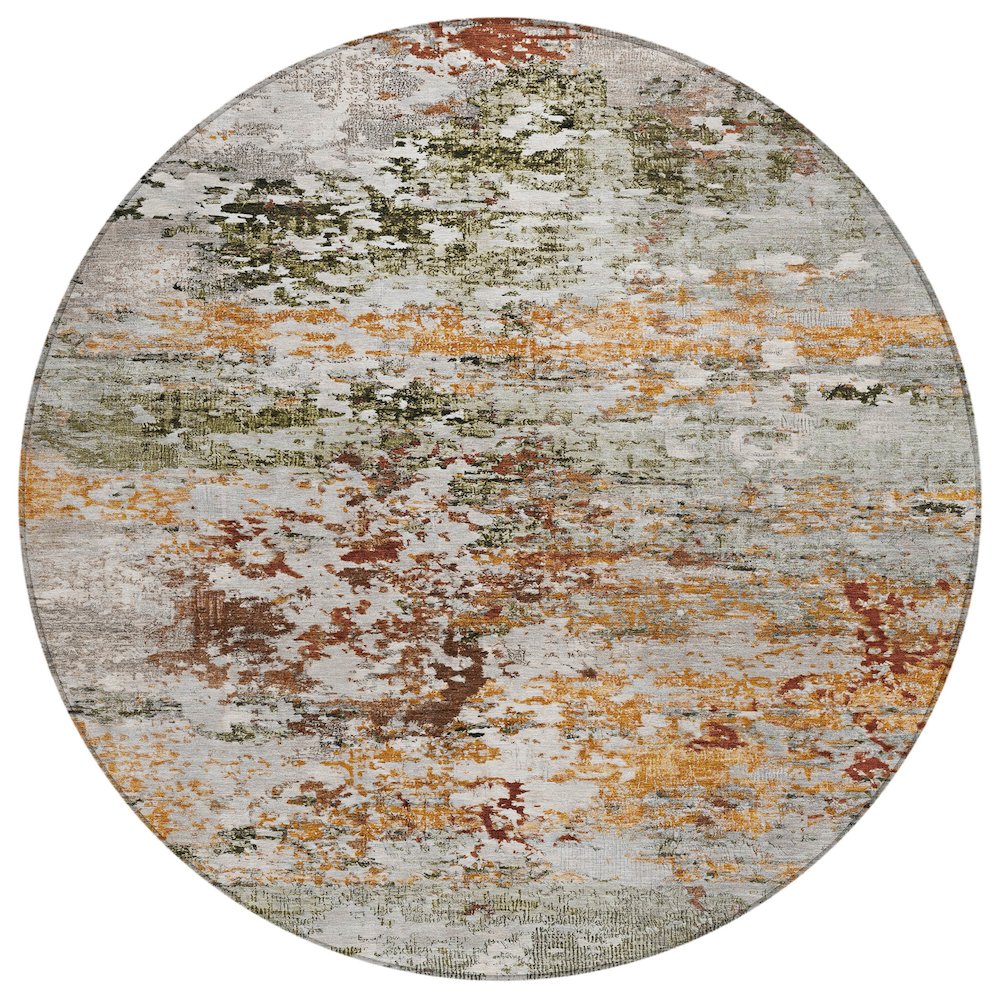 Machine Washable Indoor/Outdoor Chantille Terracotta 8' x 8' Round Rug. Picture 1