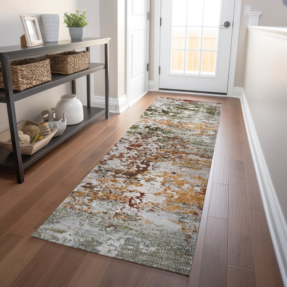 Machine Washable Indoor/Outdoor Chantille Terracotta 2'3" x 7'6" Runner Rug. Picture 5