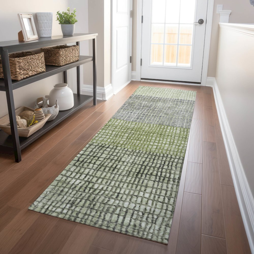 Machine Washable Indoor/Outdoor Chantille Aloe 2'3" x 7'6" Runner Rug. Picture 5