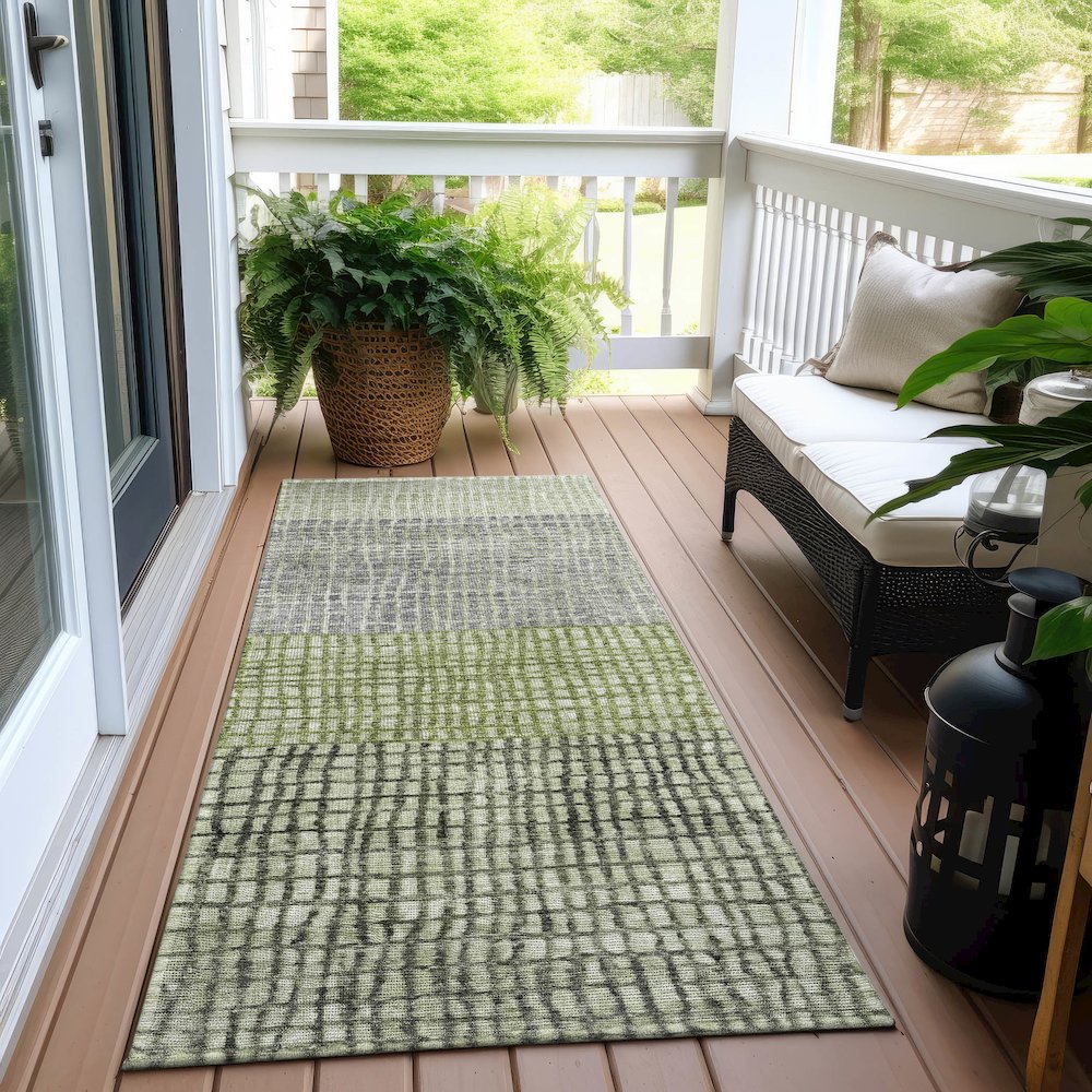 Machine Washable Indoor/Outdoor Chantille Aloe 2'3" x 7'6" Runner Rug. Picture 6