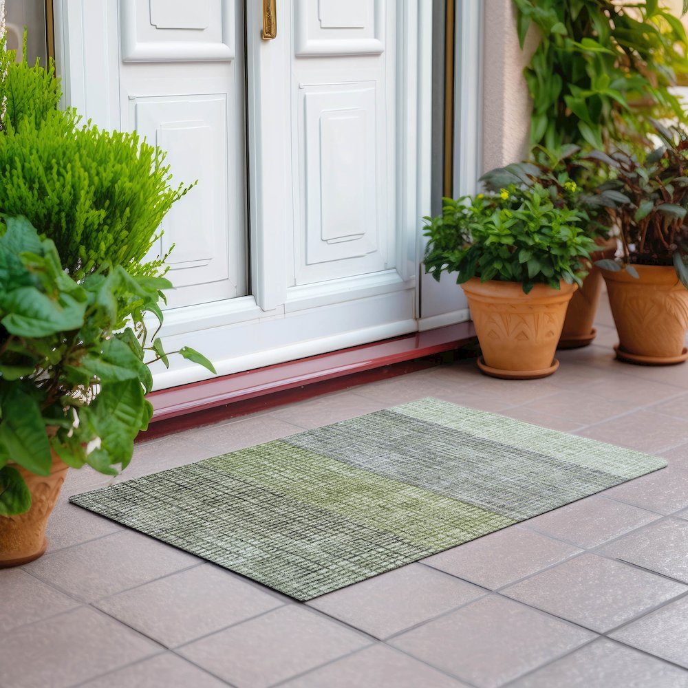 Machine Washable Indoor/Outdoor Chantille Aloe 1'8" x 2'6" Rug. Picture 6