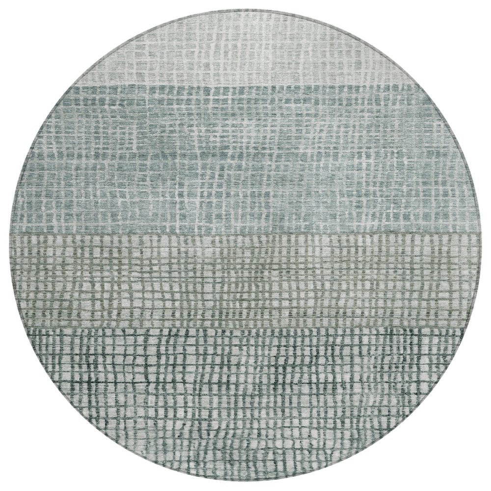 Machine Washable Indoor/Outdoor Chantille Aqua 8' x 8' Round Rug. Picture 1