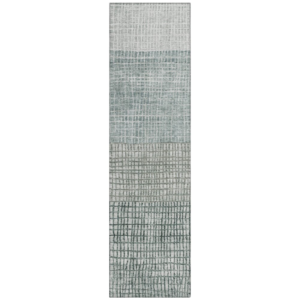 Machine Washable Indoor/Outdoor Chantille Aqua 2'3" x 7'6" Runner Rug. Picture 1