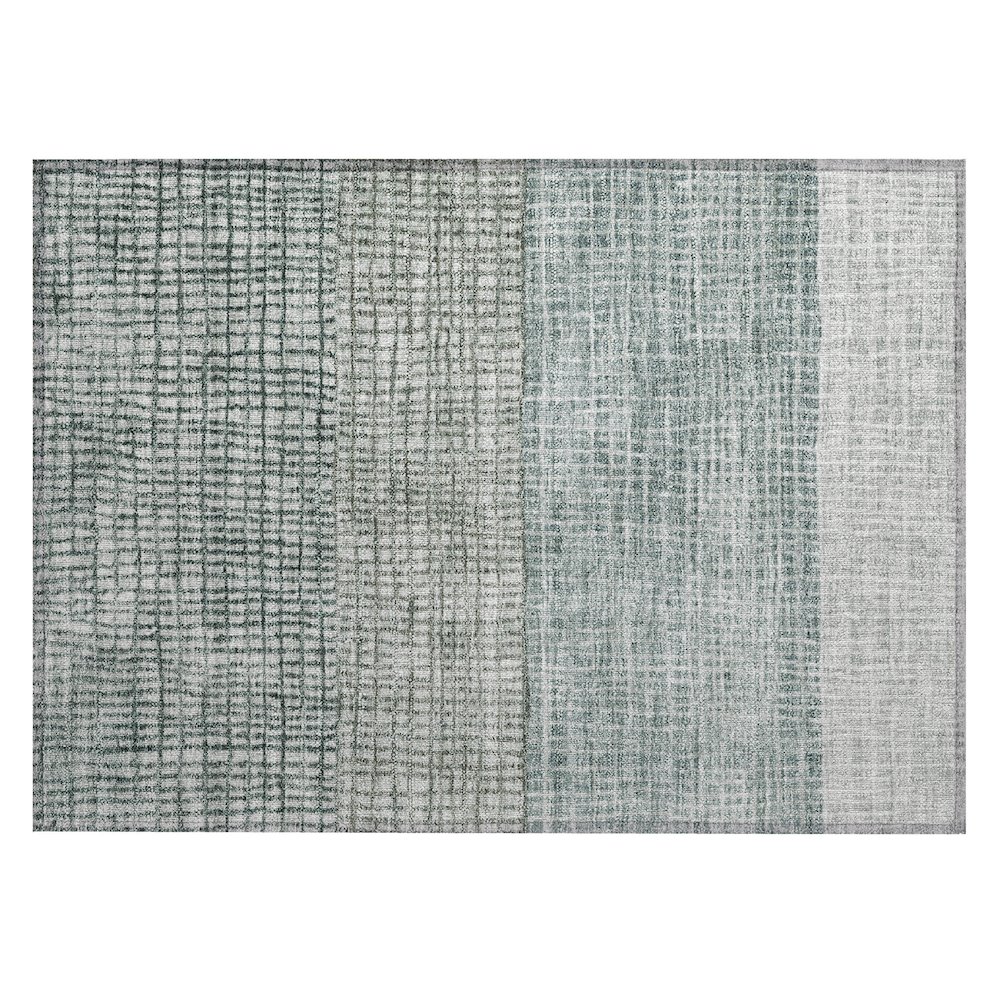 Machine Washable Indoor/Outdoor Chantille Aqua 1'8" x 2'6" Rug. Picture 1